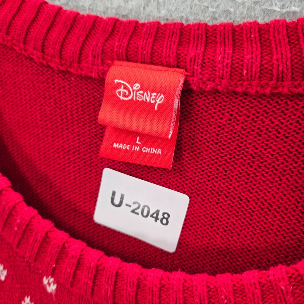 Disney Women Sweater Large Red‎ Mickey Mouse Christmas Holiday Long Sleeve - Picture 2 of 8